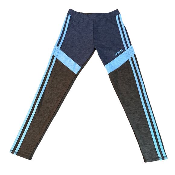 Girls Adidas Jogger Size M 10-12 Climalite Gray And Blue Leggings Athletic Pants - Picture 1 of 8